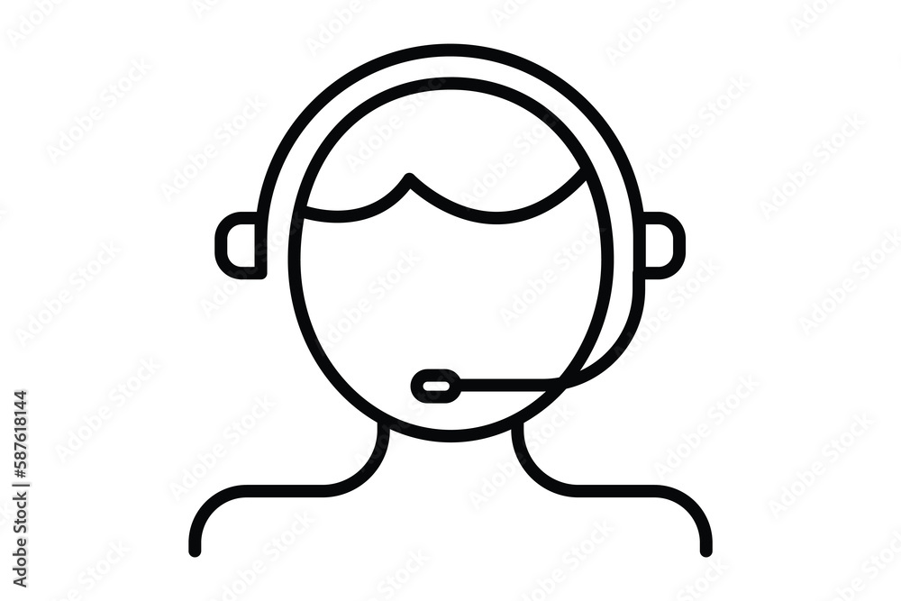 live support icon illustration. People with headphone. icon related to operator. Line icon style. Simple vector design editable