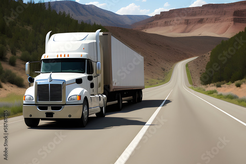 Semi Trailer Truck on an American West Route