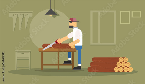 Carpenter illustration suitable for multiple purpose