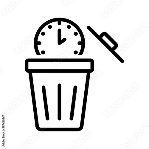 Black line icon for Waste time