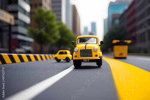 Miniature transport truck on the road