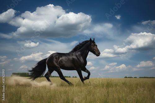 A Horse run on the meadow, generative AI