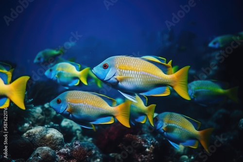 Beautiful tropical fish in the ocean, generative AI