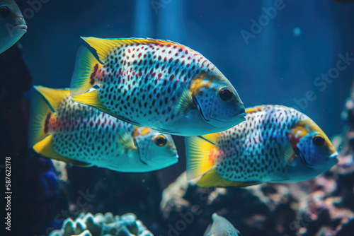 Beautiful tropical fish in the ocean, generative AI