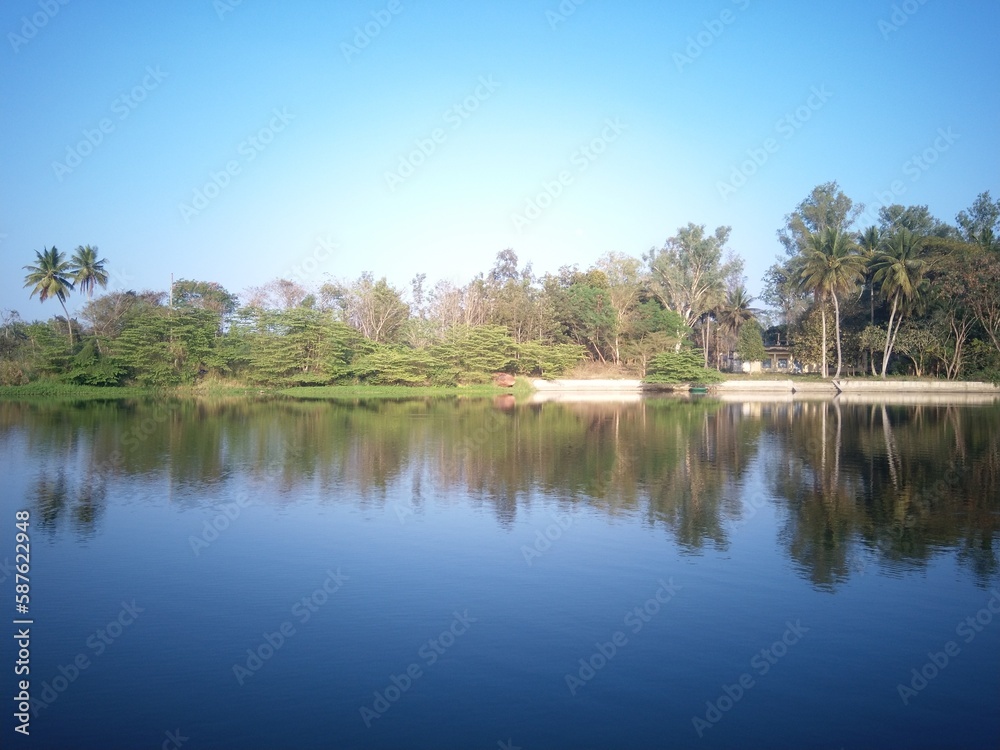 Lake view of landscape nature with reflection on water Lake view of landscape nature with reflection on water