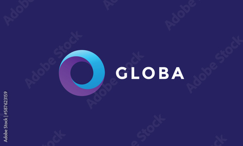 Logo vector circle minimalist design concept blue color ellipse stylish icon