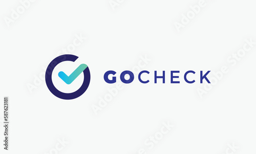 Logo vector circle checklist minimalist concept design poll vote check mark button