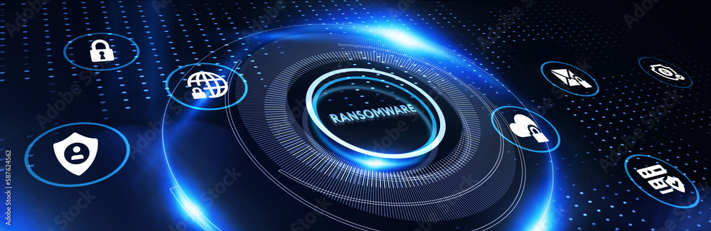 Cyber security lock that is being decoded using a ransomware. 3d illustration