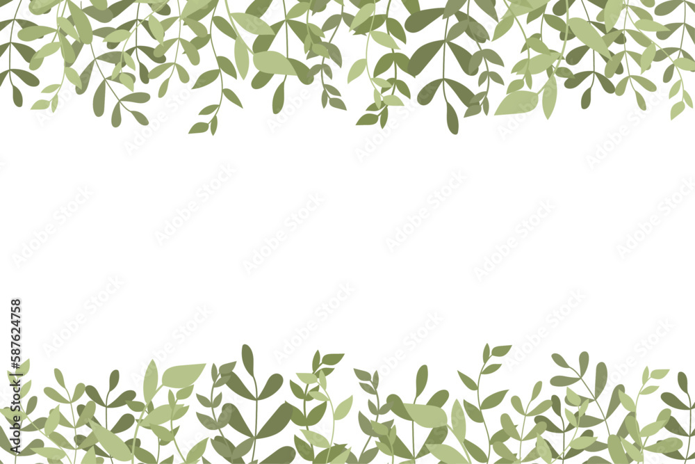 Digital painting lovely little green Leaf design vector with space in the middle of page for wedding or greeting card background and wallpaper or website issue. Jpeg, png and AI format