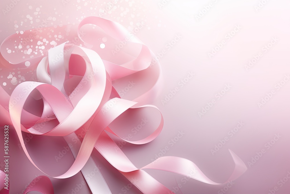 celebration background with a ribbon design in the shape of a hear with pink colors - Generative AI celebration background with a ribbon design in the shape of a hear with pink colors - Generative AI
