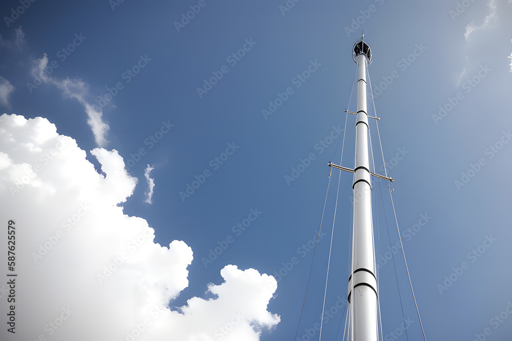 Low Angle View Of Mast Against Cloudy Sky Low Angle View Of Mast Against Cloudy Sky