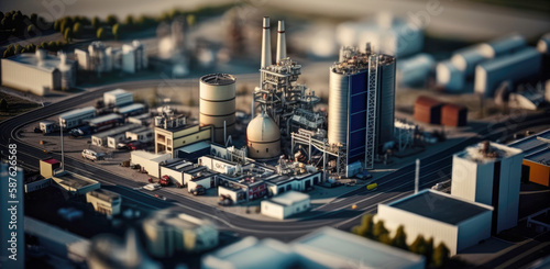 Miniature model of an industrial area - Generative AI