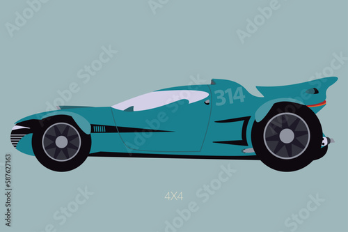 off road cross sport car, vector car, side view, flat design style