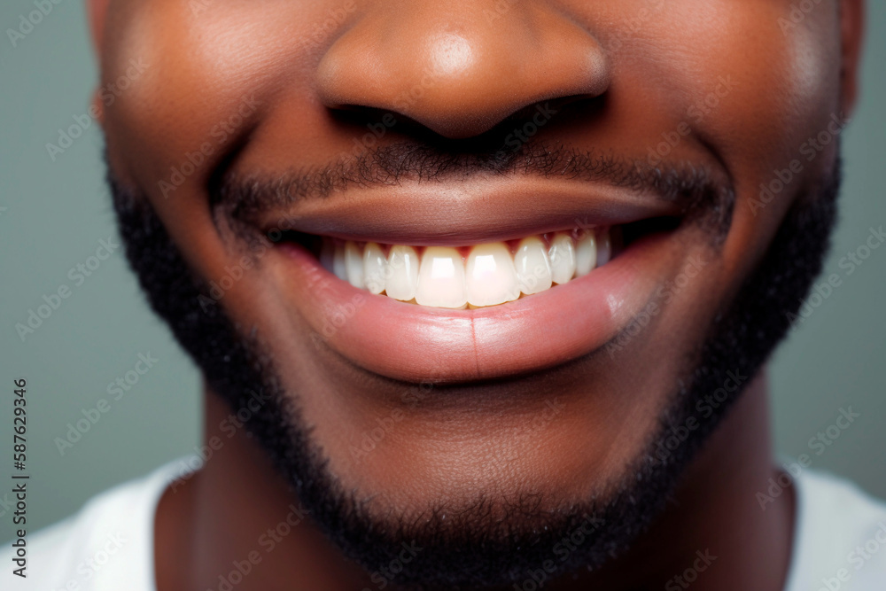 Close up man detail healthy white teeth. Generative AI Close up man detail healthy white teeth. Generative AI