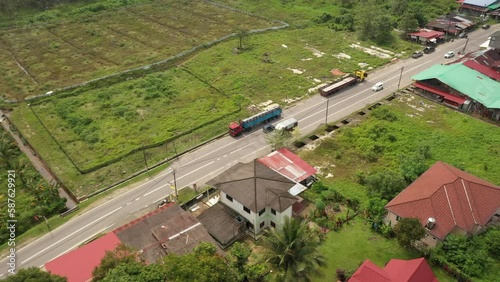 Aerial shot of village houses and palm trees,Negeri Sembilan,Malaysia photo