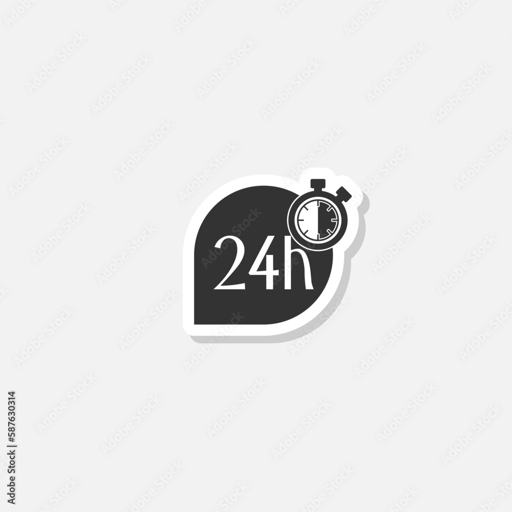 24 hour icon sticker isolated on white 