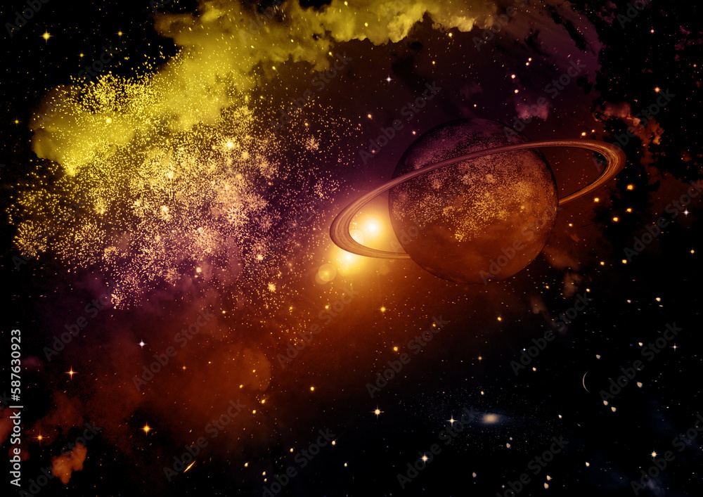 galaxy in a free space. 3D rendering