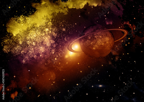 Obraz na płótnie galaxy in a free space. 3D rendering w salonie