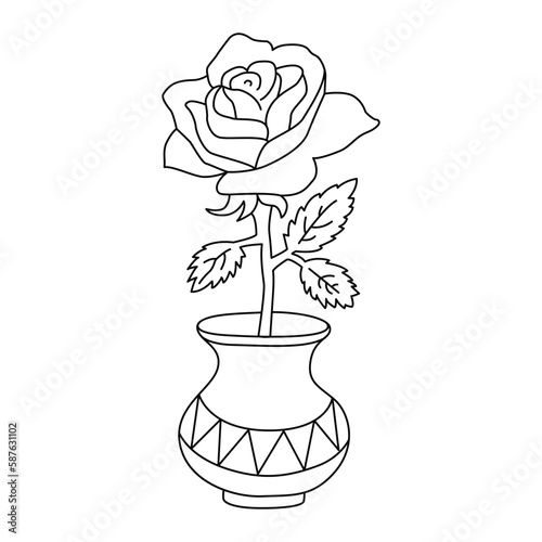 Rose flower vector illustration. For adult coloring book.
