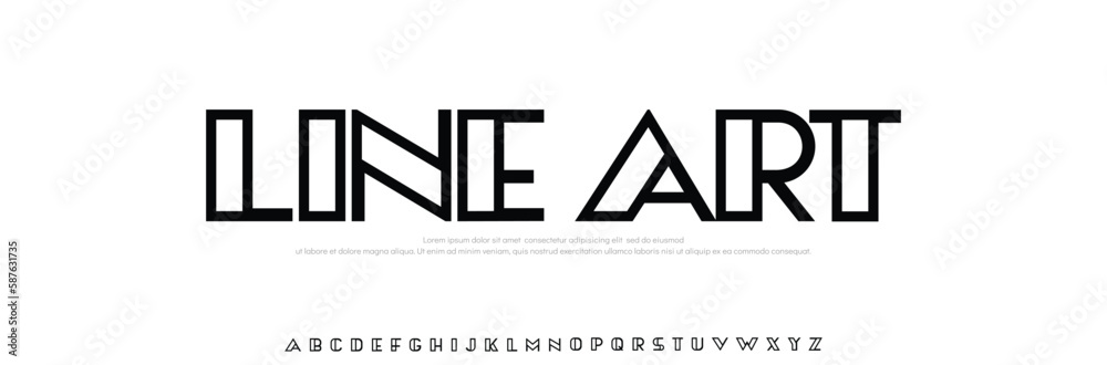 Vetor de Line Art, modern architectural font, tough sturdy geometric