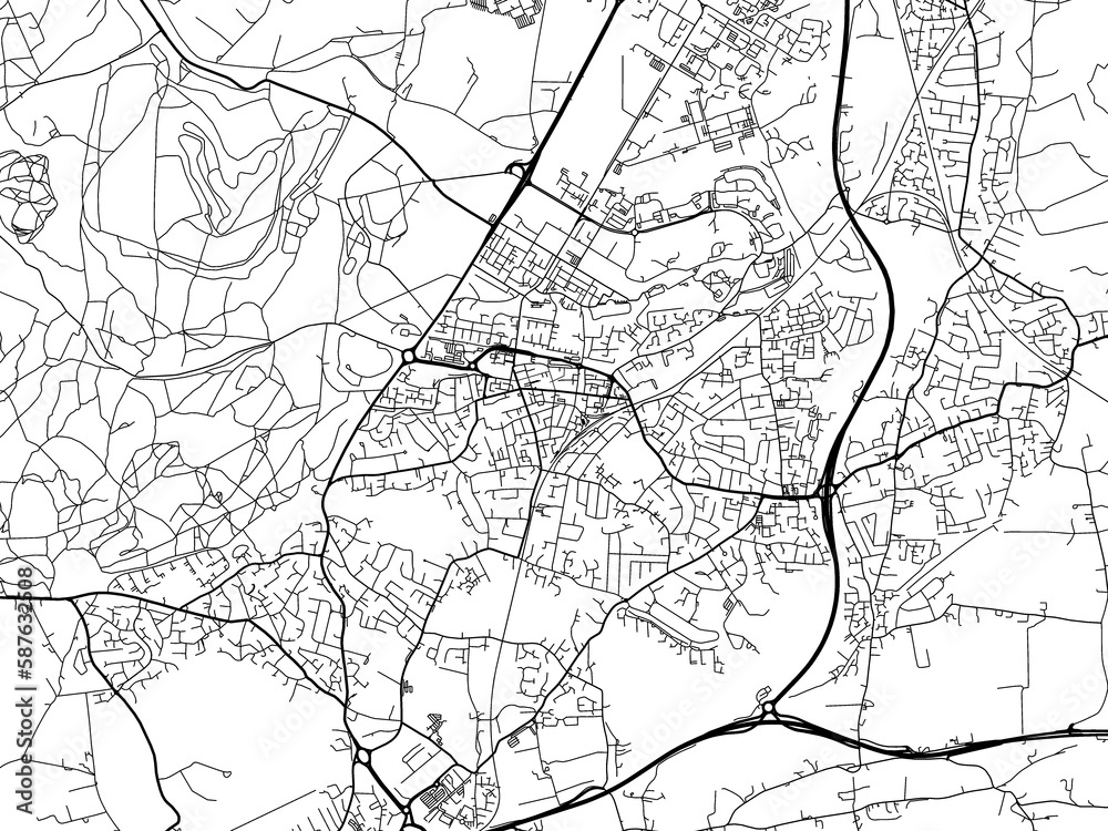 Obraz premium Road map of the city of Aldershot the United Kingdom on a white background.