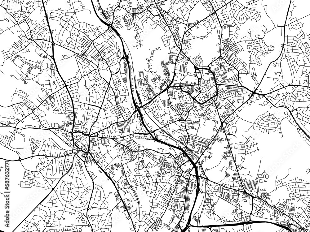 Obraz premium Road map of the city of Stoke-on-Trent the United Kingdom on a white background.