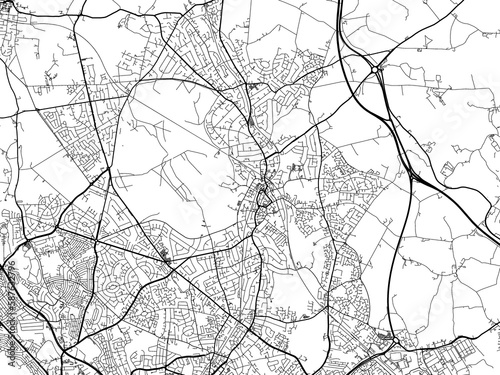 Road map of the city of  Sutton Coldfield the United Kingdom on a white background.
