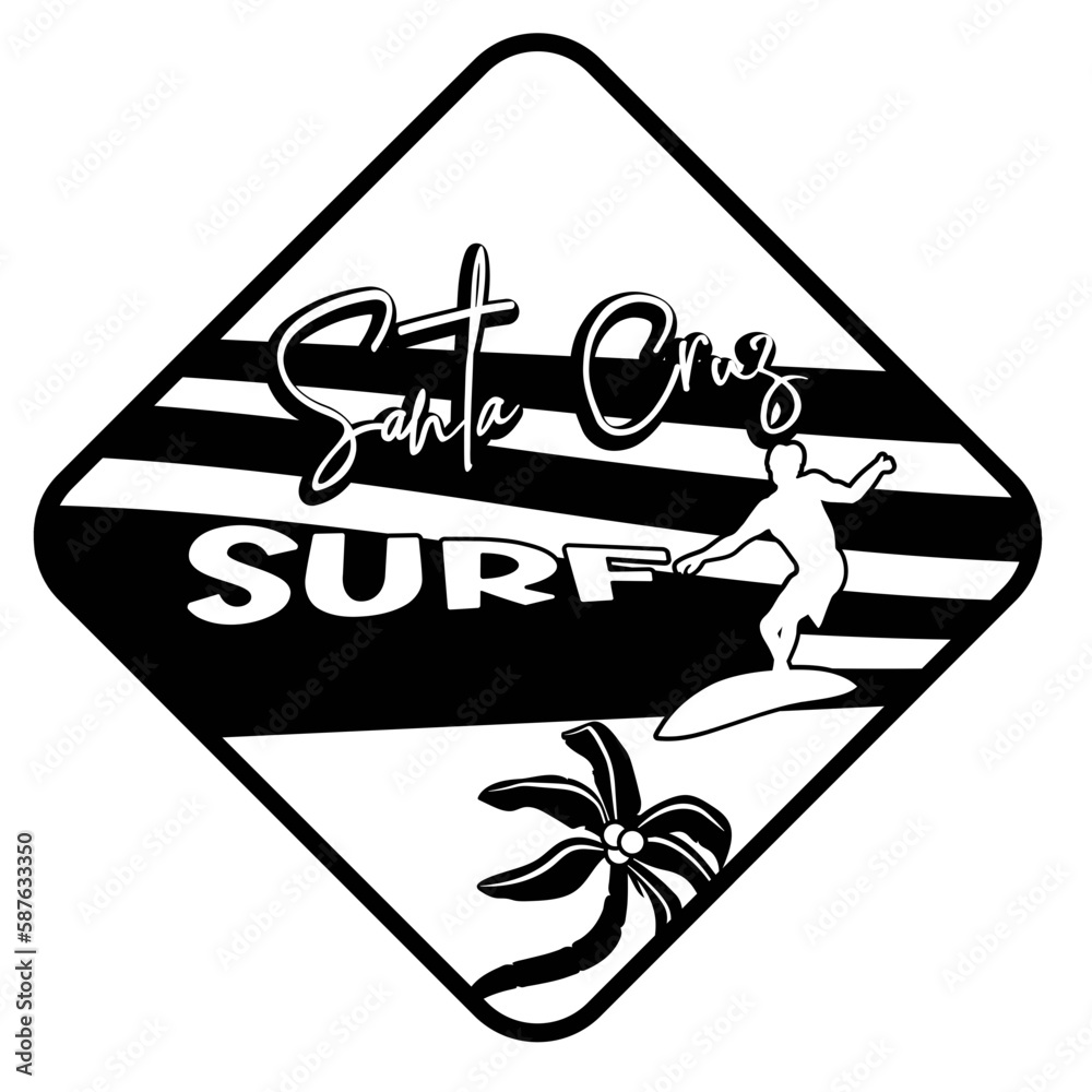 Santa Cruz Surf word artlogo silhouette