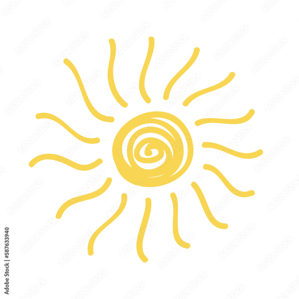 Hand drawn sun symbol Cute doodle drawing art icon