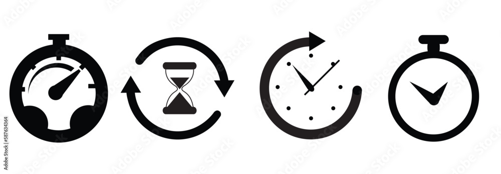 Timers icon set on white background countdown Timer vector illustration ...
