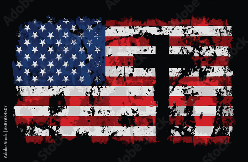 USA Flag Cross Design