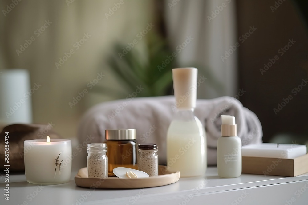 Beauty and health centers are equipped with spa accessories.AI technology generated image Beauty and health centers are equipped with spa accessories.AI technology generated image