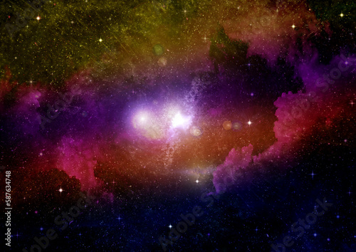 Obraz na płótnie galaxy in a free space. 3D rendering w salonie