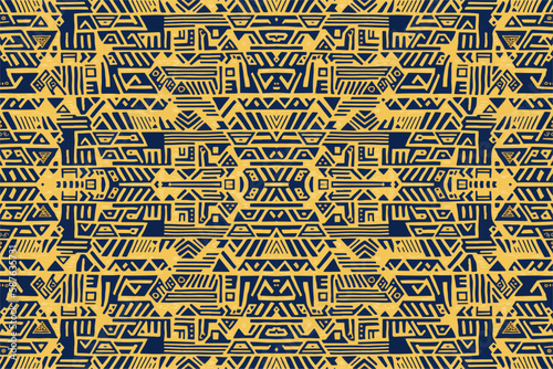 Egyptian hieroglyphs ethnic pattern. Abstract traditional folk antique tribal zigzag graphic line. Texture textile fabric ethnic Egyptian patterns vector. Ornate elegant luxury vintage retro style.