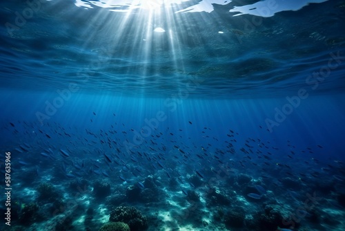 The Underwater World Under Sunshine. AI technology generated image