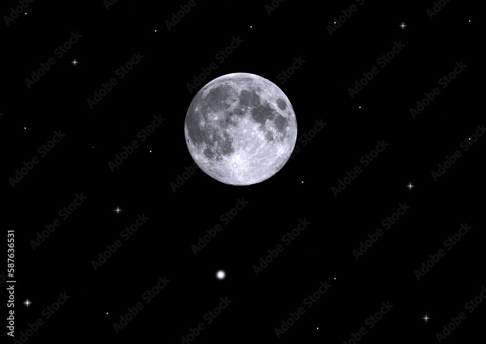 The moon in the night sky
