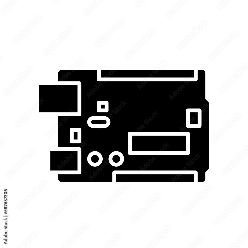 arduino uno icon in glyph style on white background