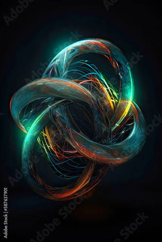 Uncertainty about the creation of the universe - colorful intertwined knot (Generative AI, Generative, KI)