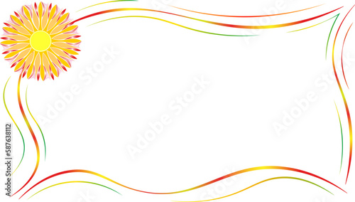  beautiful frame with a bright sun, on a white background