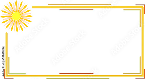  beautiful frame with a bright sun, on a white background