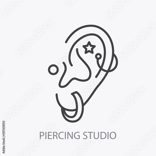 Piercing Studio Logo Earrings. Pierced Ear Icon