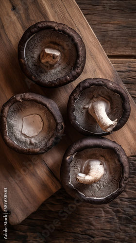 Portobello Mushrooms on a Wooden Table