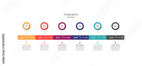 Flat idea timeline infographic business template
