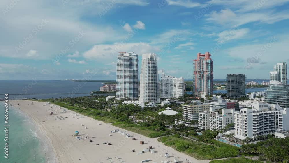 Aerial view of South Point, South Beach, Miami, Florida. South Pointe Park, Government Canal in Miami. Aerial view of South Point, South Beach, Miami, Florida. South Pointe Park, Government Canal in Miami.