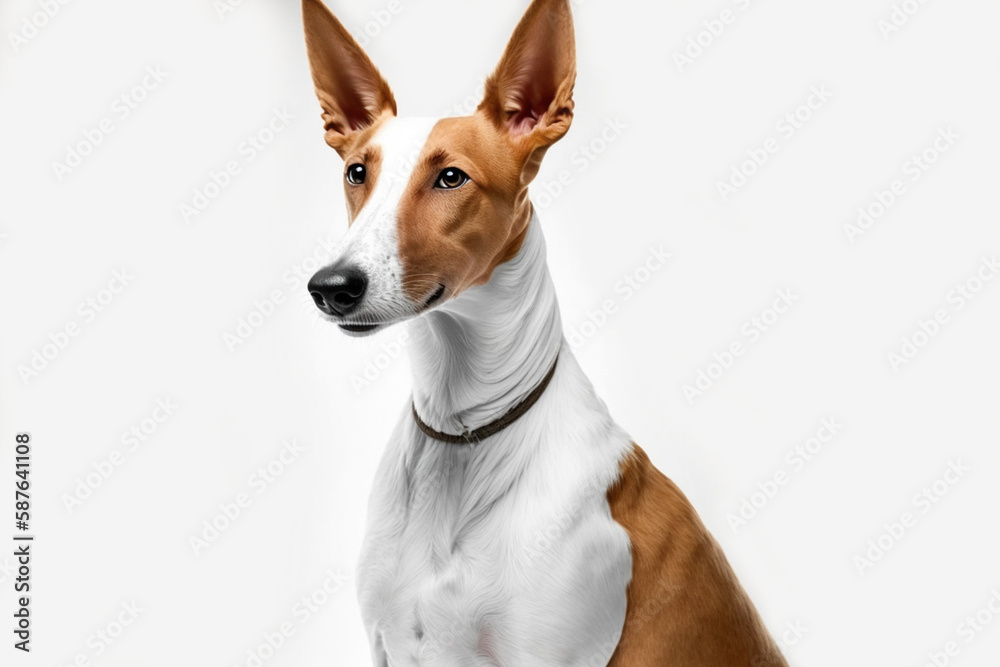 Graceful and Athletic Ibizan Hound Dog: A Stunning Representation on White Background Graceful and Athletic Ibizan Hound Dog: A Stunning Representation on White Background