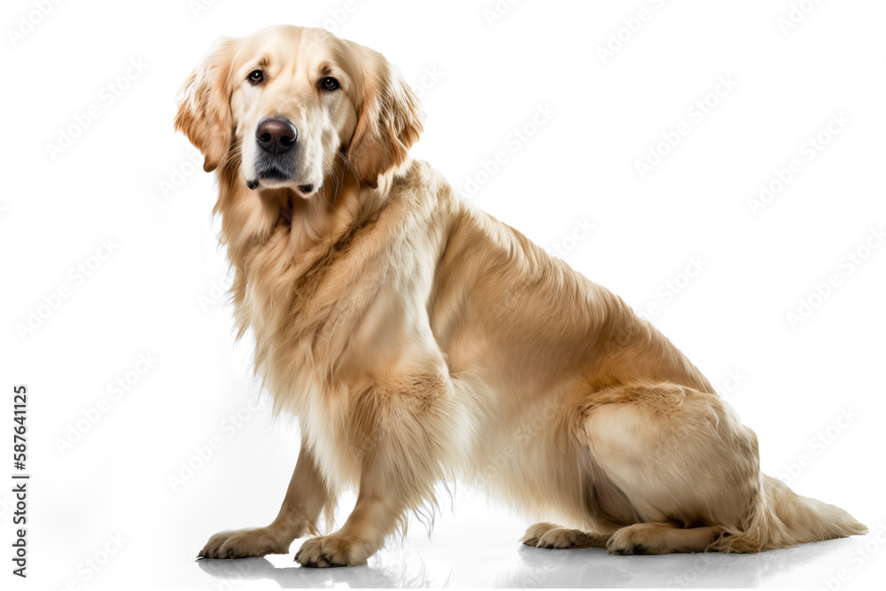 Capturing the Charm of the Loyal and Affectionate Golden Retriever on a White Background