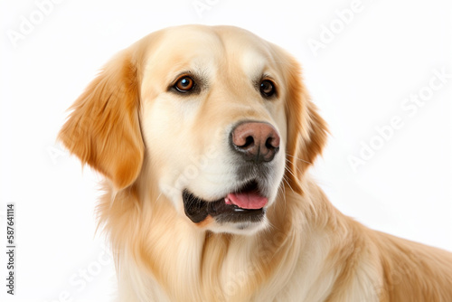 Capturing the Charm of the Loyal and Affectionate Golden Retriever on a White Background © ThePixelCraft