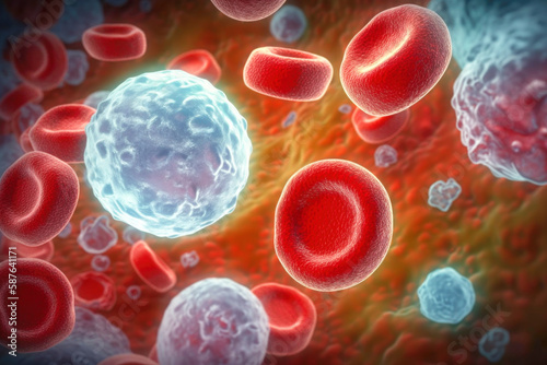 white lymphocytes blood cells in vein,3d rendering