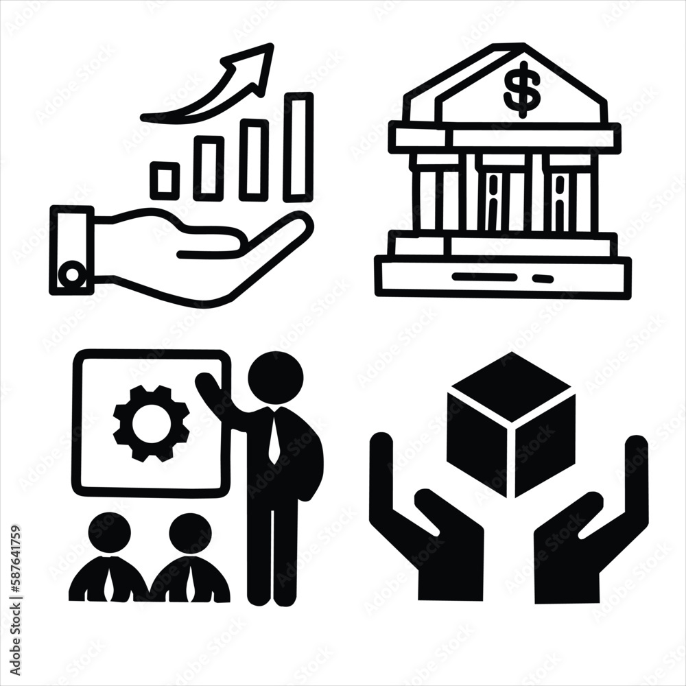 Fototapeta premium Business presentation Graph Icon. Chart Symbol Silhouette Vector on white background