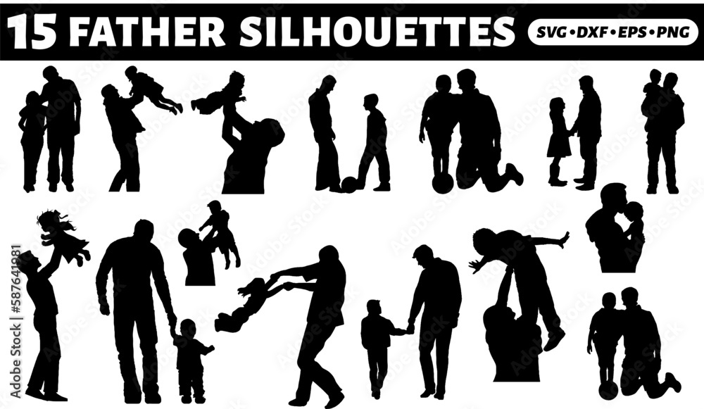 Father & kids Silhouettes Bundle Father & kids Silhouettes Bundle